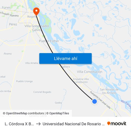 L. Córdova X Boer to Universidad Nacional De Rosario (Unr) map