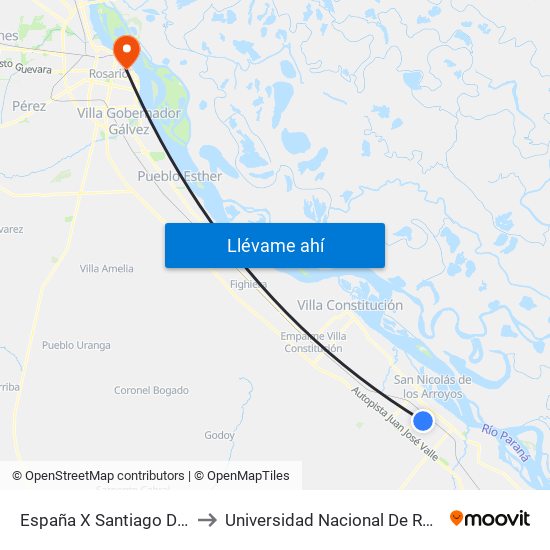 España X Santiago Del Estero to Universidad Nacional De Rosario (Unr) map