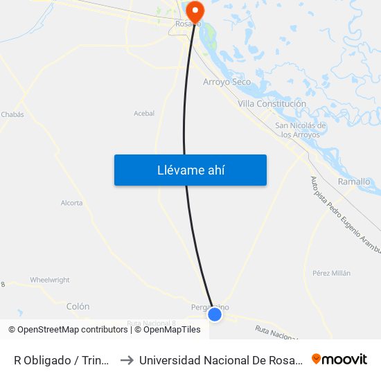 R Obligado / Trincavelli to Universidad Nacional De Rosario (Unr) map