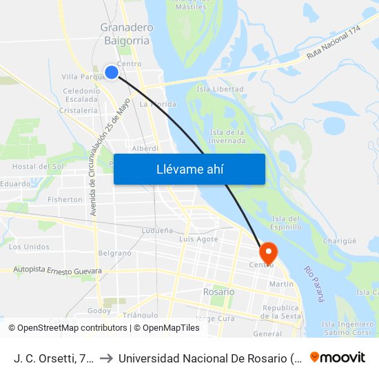 J. C. Orsetti, 798 to Universidad Nacional De Rosario (Unr) map