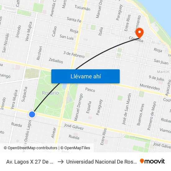 Av. Lagos X 27 De Febrero to Universidad Nacional De Rosario (Unr) map
