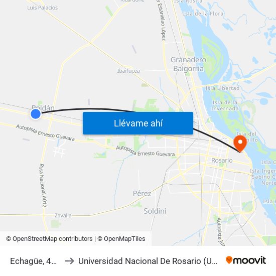 Echagüe, 424 to Universidad Nacional De Rosario (Unr) map