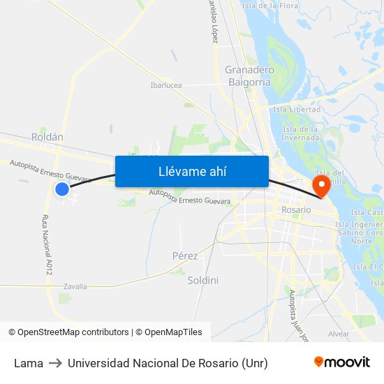 Lama to Universidad Nacional De Rosario (Unr) map