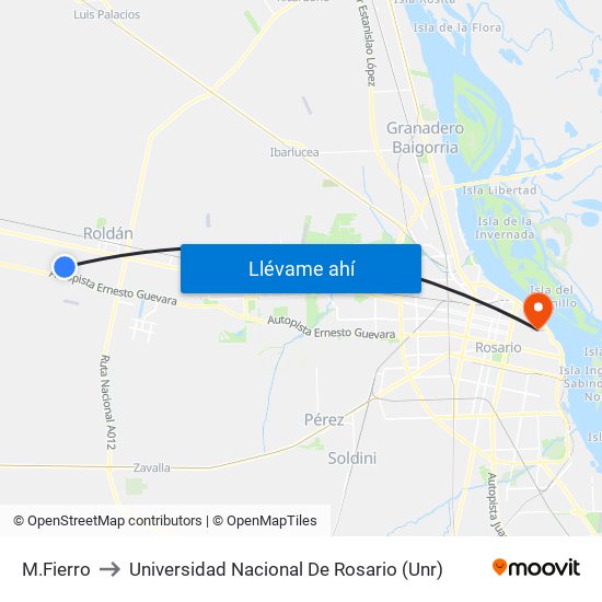M.Fierro to Universidad Nacional De Rosario (Unr) map