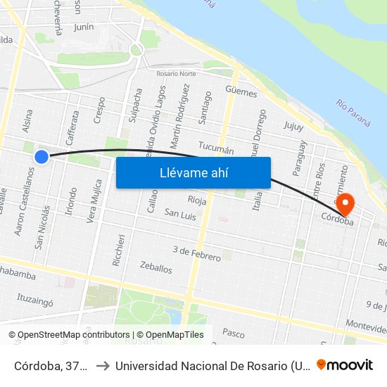 Córdoba, 3713 to Universidad Nacional De Rosario (Unr) map