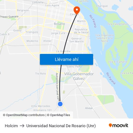 Holcim to Universidad Nacional De Rosario (Unr) map