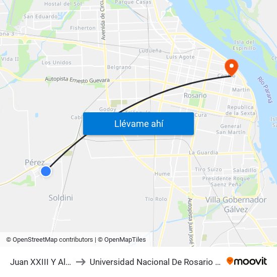 Juan XXIII Y Alem to Universidad Nacional De Rosario (Unr) map