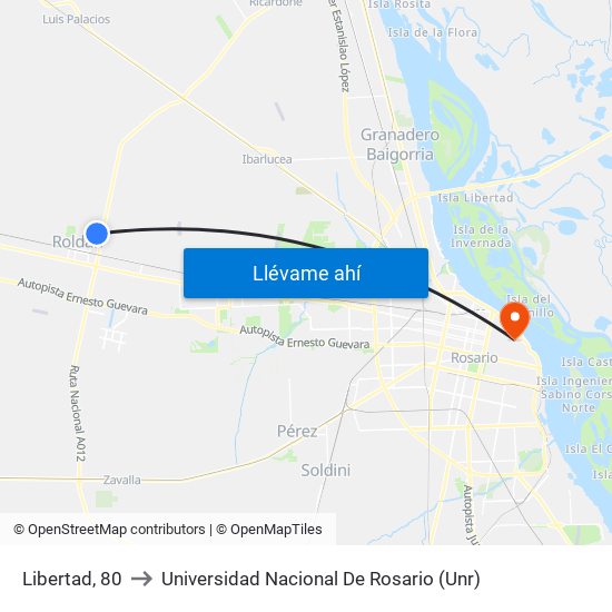 Libertad, 80 to Universidad Nacional De Rosario (Unr) map