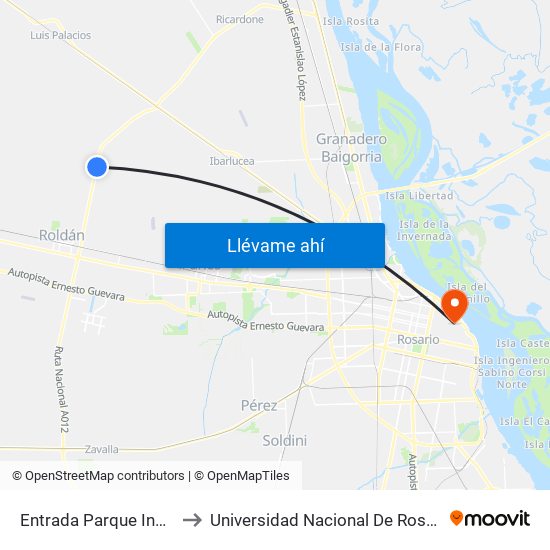 Entrada Parque Industrial to Universidad Nacional De Rosario (Unr) map