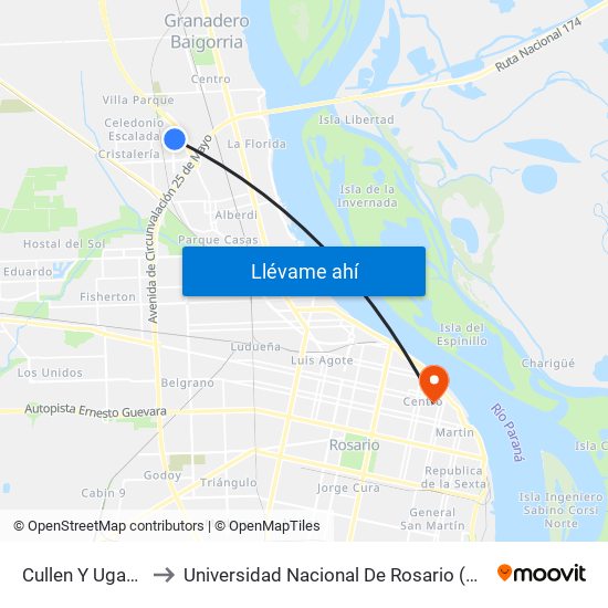 Cullen Y Ugarte to Universidad Nacional De Rosario (Unr) map