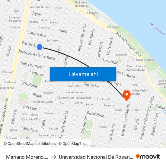 Mariano Moreno, 407 to Universidad Nacional De Rosario (Unr) map