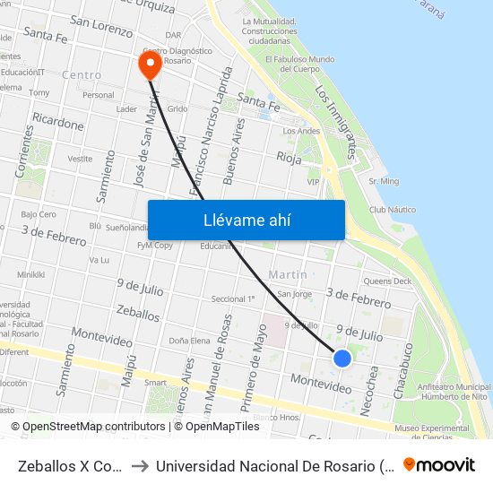 Zeballos X Colón to Universidad Nacional De Rosario (Unr) map