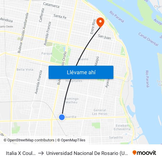 Italia X Coulin to Universidad Nacional De Rosario (Unr) map
