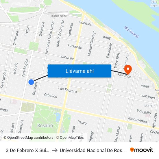 3 De Febrero X Suipacha to Universidad Nacional De Rosario (Unr) map