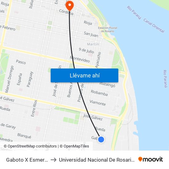 Gaboto X Esmeralda to Universidad Nacional De Rosario (Unr) map