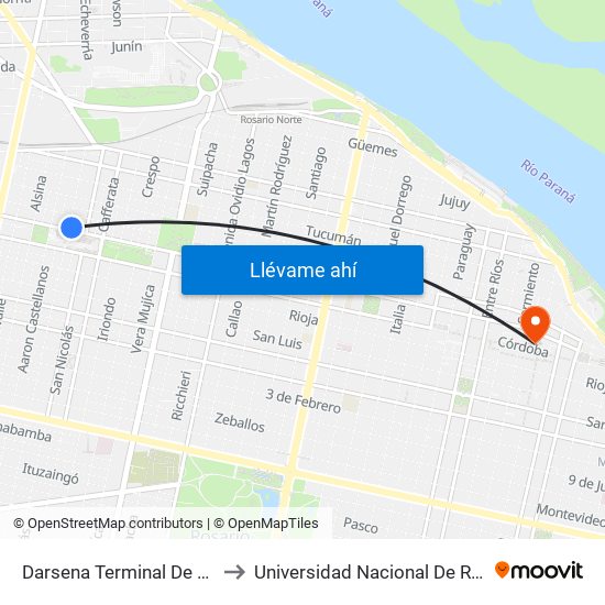 Darsena Terminal De Colectivos to Universidad Nacional De Rosario (Unr) map