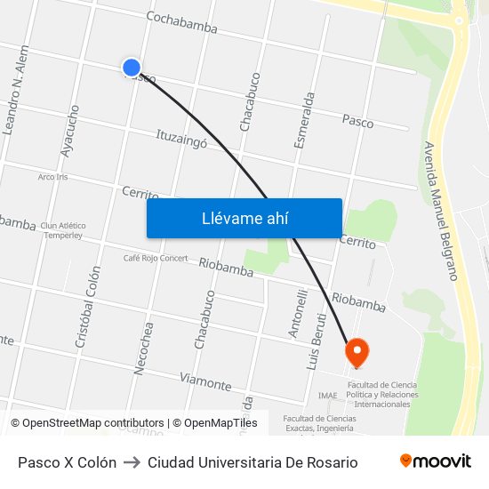 Pasco X Colón to Ciudad Universitaria De Rosario map