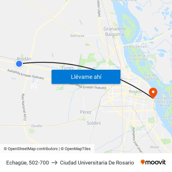 Echagüe, 502-700 to Ciudad Universitaria De Rosario map