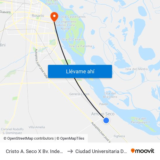 Cristo A. Seco X Bv. Independencia to Ciudad Universitaria De Rosario map