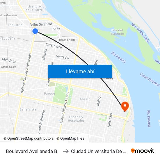 Boulevard Avellaneda Bis, 115 to Ciudad Universitaria De Rosario map