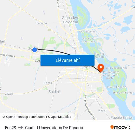 Fun29 to Ciudad Universitaria De Rosario map