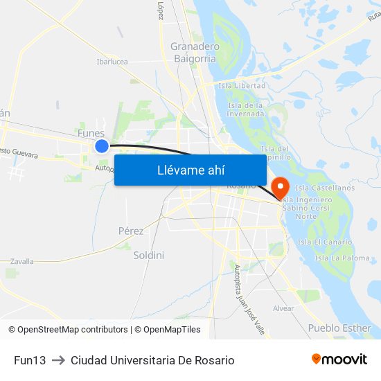 Fun13 to Ciudad Universitaria De Rosario map