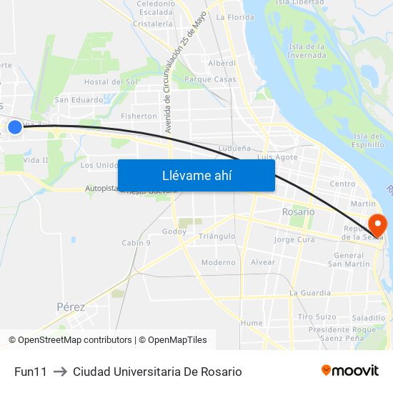 Fun11 to Ciudad Universitaria De Rosario map