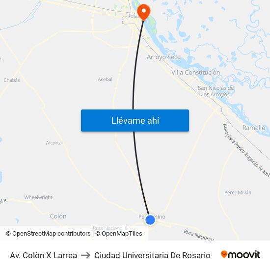 Av. Colòn X Larrea to Ciudad Universitaria De Rosario map