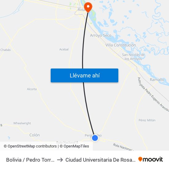 Bolivia / Pedro Torres to Ciudad Universitaria De Rosario map