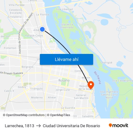 Larrechea, 1813 to Ciudad Universitaria De Rosario map