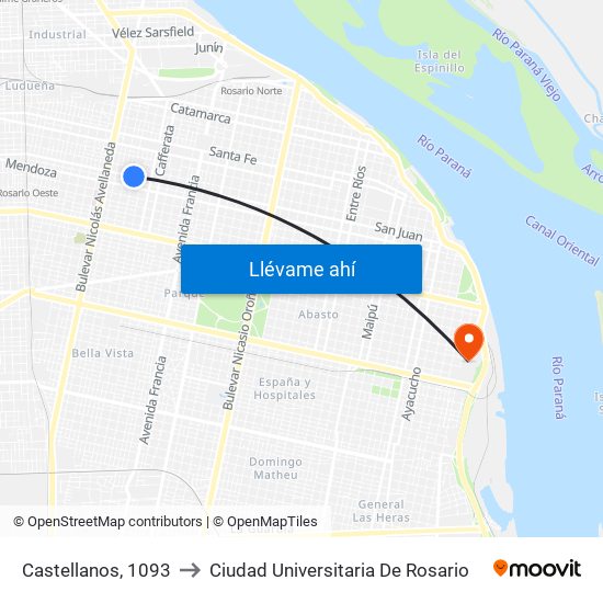 Castellanos, 1093 to Ciudad Universitaria De Rosario map