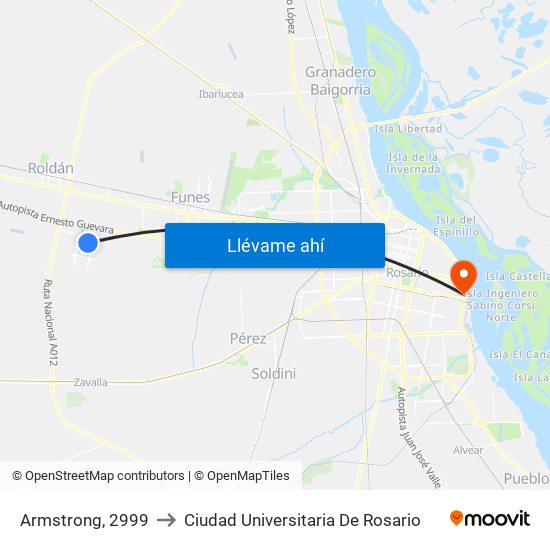 Armstrong, 2999 to Ciudad Universitaria De Rosario map