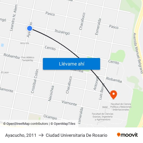 Ayacucho, 2011 to Ciudad Universitaria De Rosario map