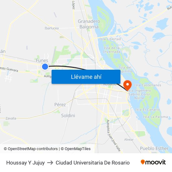 Houssay Y Jujuy to Ciudad Universitaria De Rosario map