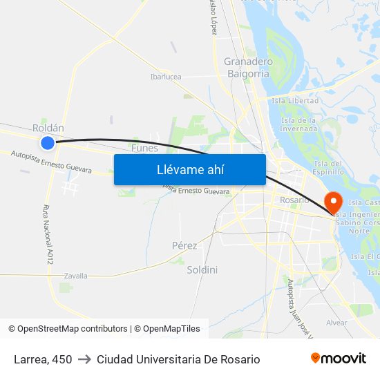 Larrea, 450 to Ciudad Universitaria De Rosario map