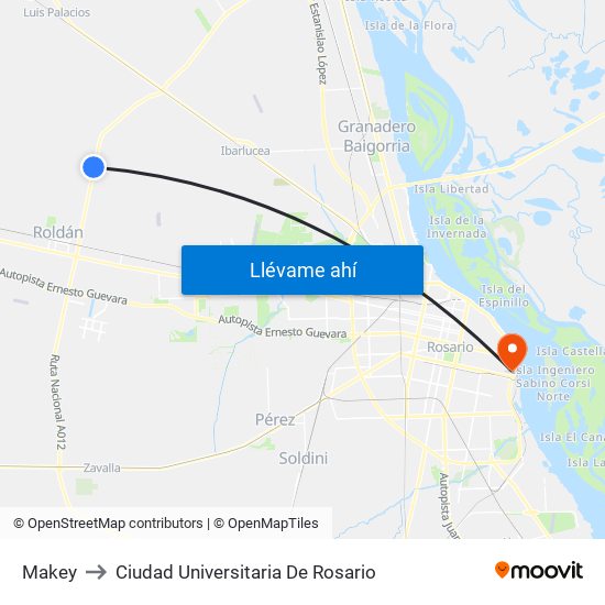 Makey to Ciudad Universitaria De Rosario map