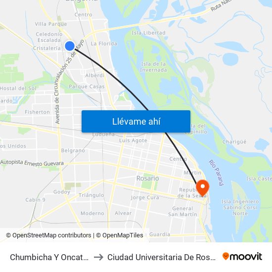 Chumbicha Y Oncativo to Ciudad Universitaria De Rosario map