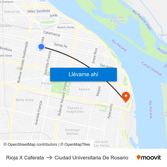 Rioja X Caferata to Ciudad Universitaria De Rosario map