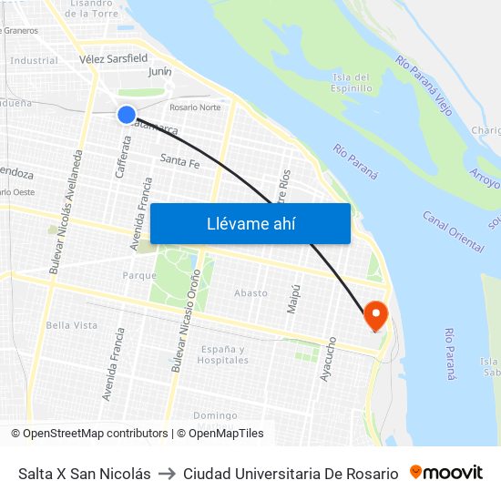 Salta X San Nicolás to Ciudad Universitaria De Rosario map