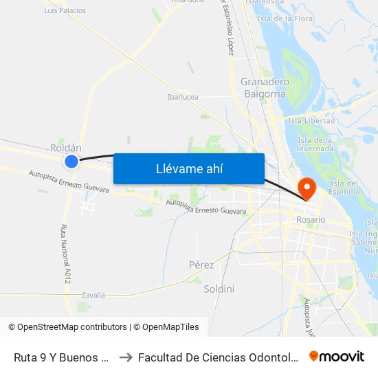 Ruta 9 Y Buenos Aires to Facultad De Ciencias Odontologicas map