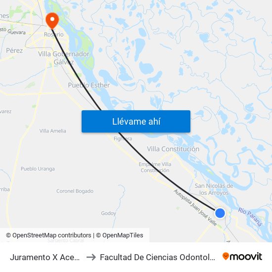 Juramento X Acevedo to Facultad De Ciencias Odontologicas map