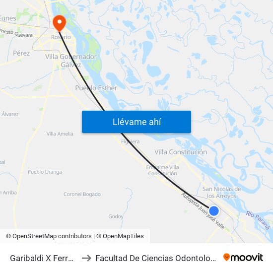 Garibaldi X Ferreyra to Facultad De Ciencias Odontologicas map