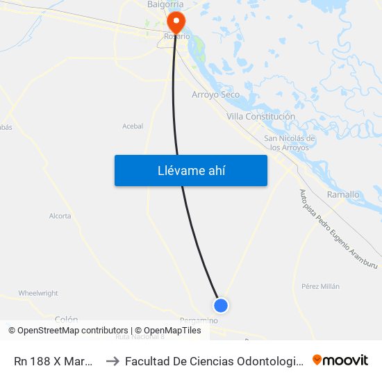 Rn 188 X Marmol to Facultad De Ciencias Odontologicas map