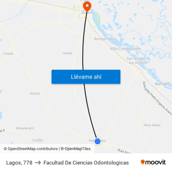 Lagos, 778 to Facultad De Ciencias Odontologicas map