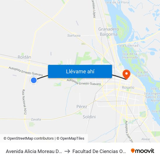 Avenida Alicia Moreau De Justo, 723 to Facultad De Ciencias Odontologicas map