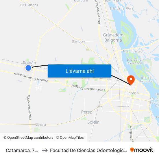 Catamarca, 701 to Facultad De Ciencias Odontologicas map