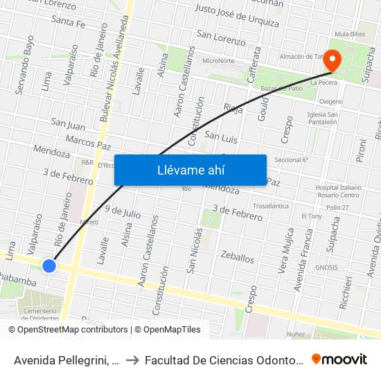 Avenida Pellegrini, 4222 to Facultad De Ciencias Odontologicas map