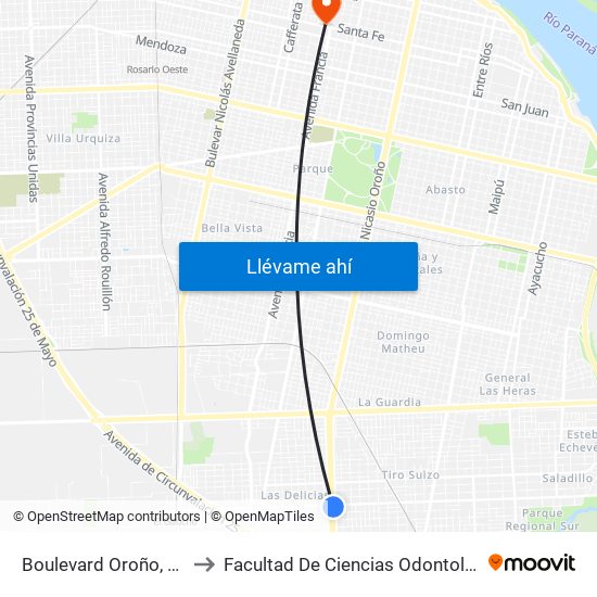 Boulevard Oroño, 5707 to Facultad De Ciencias Odontologicas map