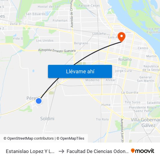 Estanislao Lopez Y Las Heras to Facultad De Ciencias Odontologicas map