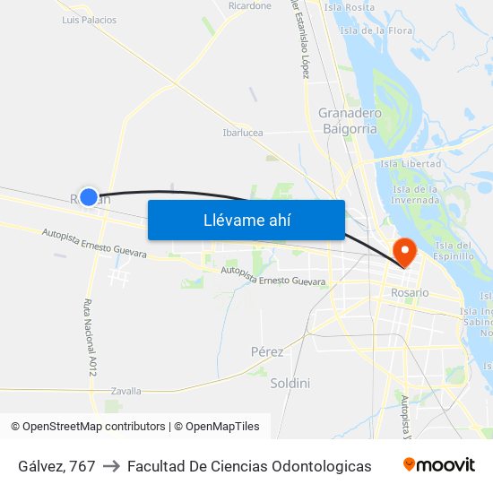 Gálvez, 767 to Facultad De Ciencias Odontologicas map